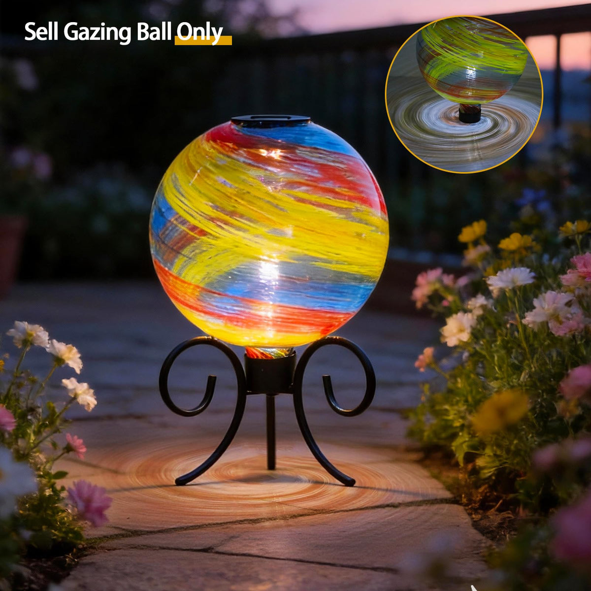 LED glow at dusk creates ambient, cord-free illumination