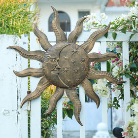 VCUTEKA sun face wall sculpture with classic charm for entryways