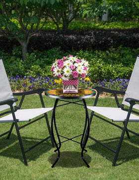 VCUTEKA 14-inch round table ideal for small spaces and easy placement.