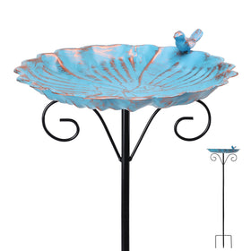 VCUTEKA bird bath outdoor metal bowl provides a sturdy garden focal point