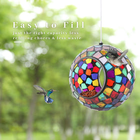 VCUTEKA fly-through design bird feeder offers easy feeding and swift exit.
