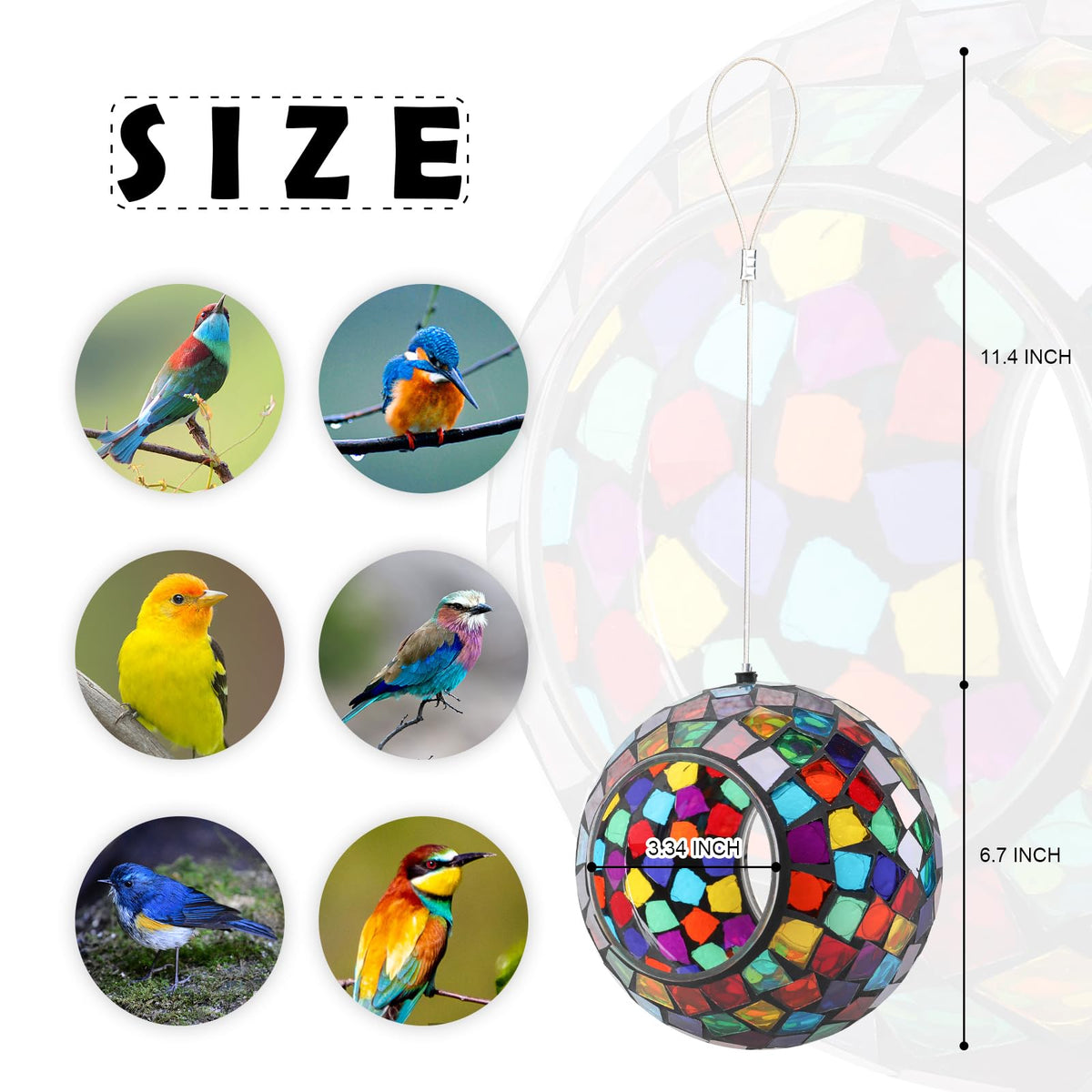 VCUTEKA round mosaic feeder brightens patios with sunlit sparkle.