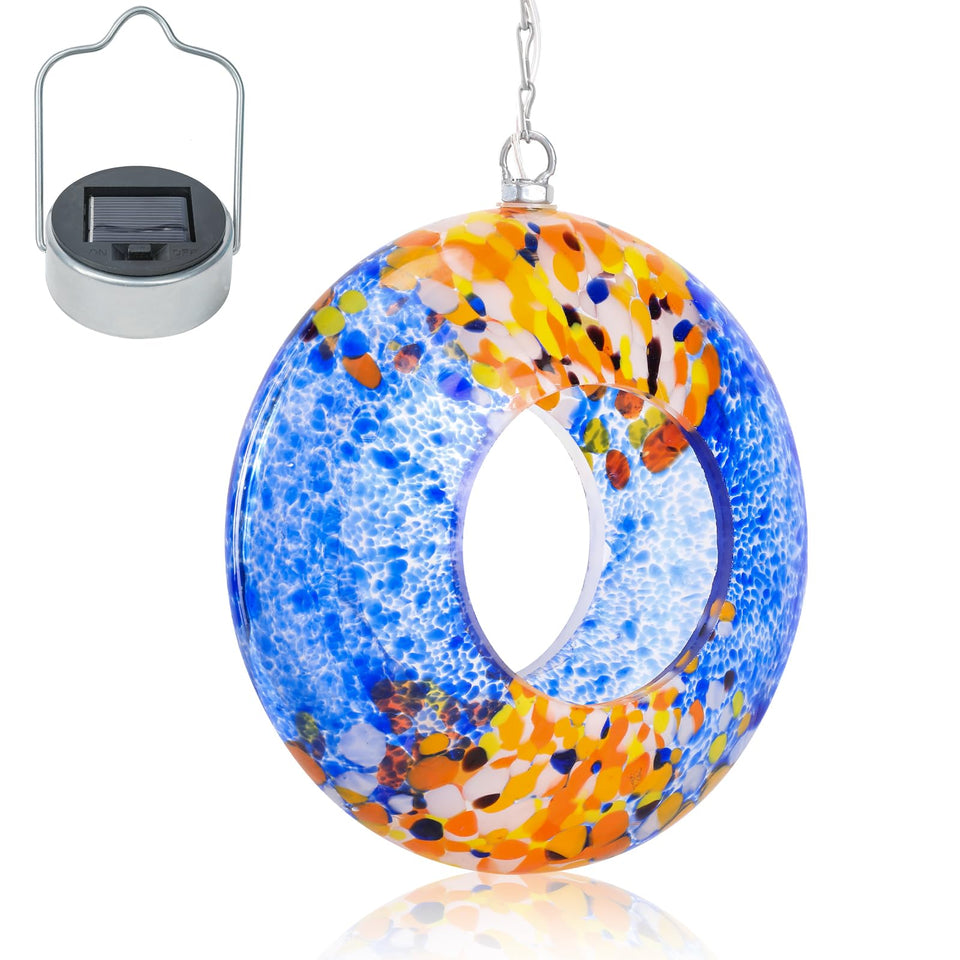 VCUTEKA bird feeder with solar glass round container attracts garden birds from windows