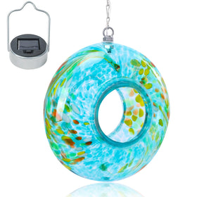 VCUTEKA bird feeder solar light with glass round design inviting birds at dusk