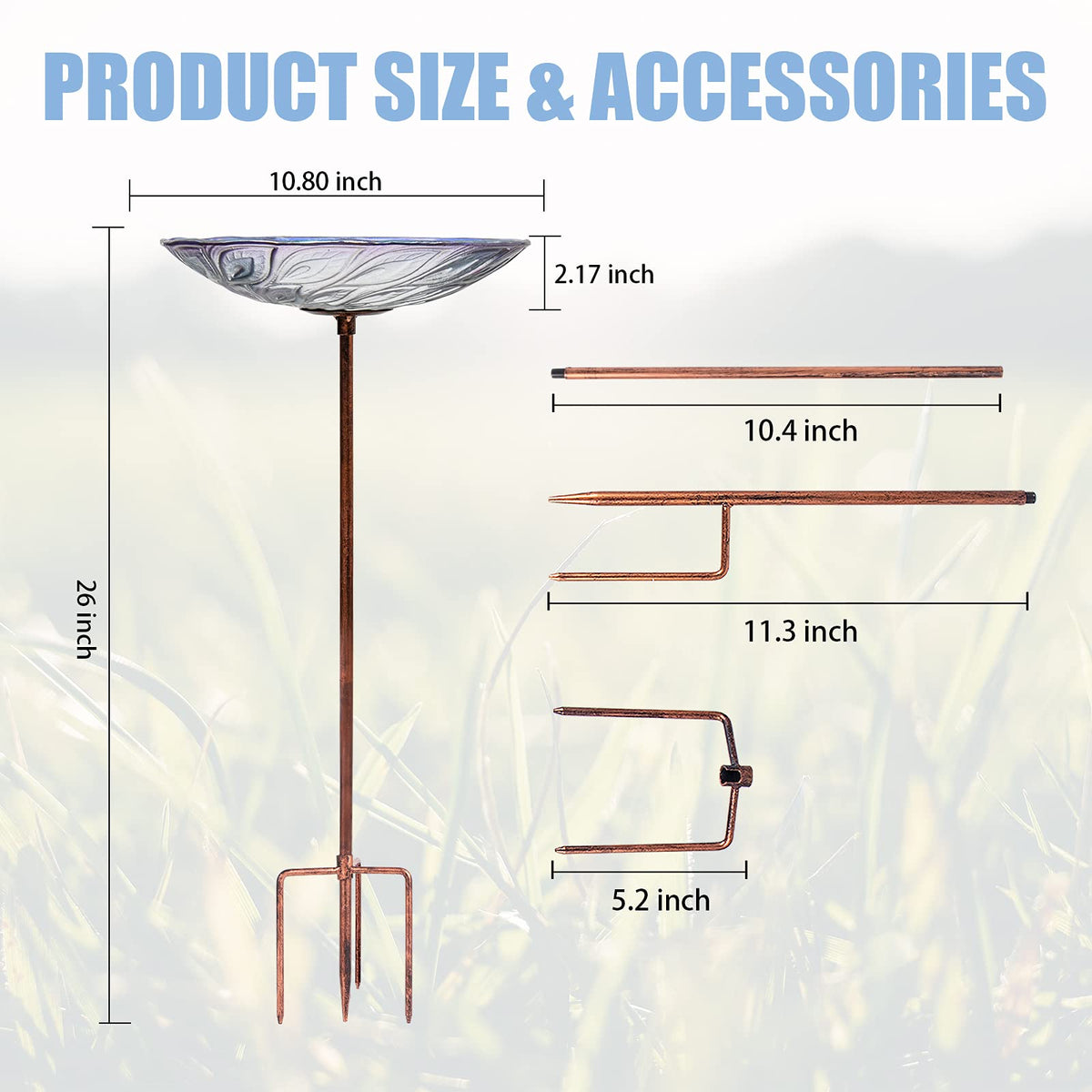 VCUTEKA bird feeder stake doubles as a decorative garden ornament.