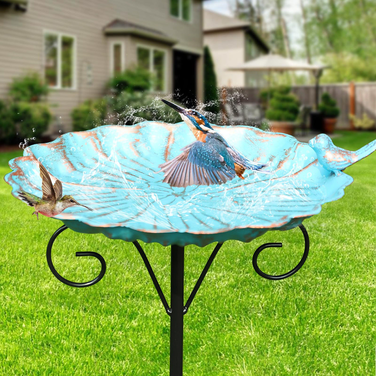 VCUTEKA bird statue edge highlights inviting, decorative garden appeal