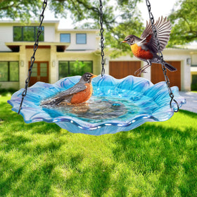 VCUTEKA birdbath 21-inch chain emphasizes sturdy outdoor hanging.