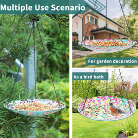 VCUTEKA birdbath for bathing and feeding supports versatile bird activity in yard.