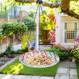 VCUTEKA mosaic birdbath with metal bowl offers durable outdoor use and easy maintenance.