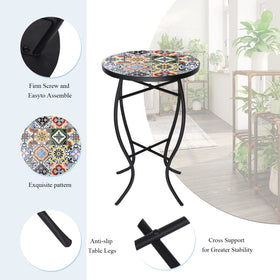 VCUTEKA black steel frame pairs with mosaic top for durability.