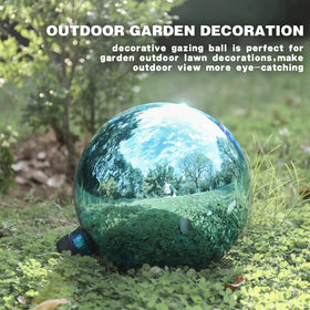 VCUTEKA gazing ball at front door creates a welcoming focal point.