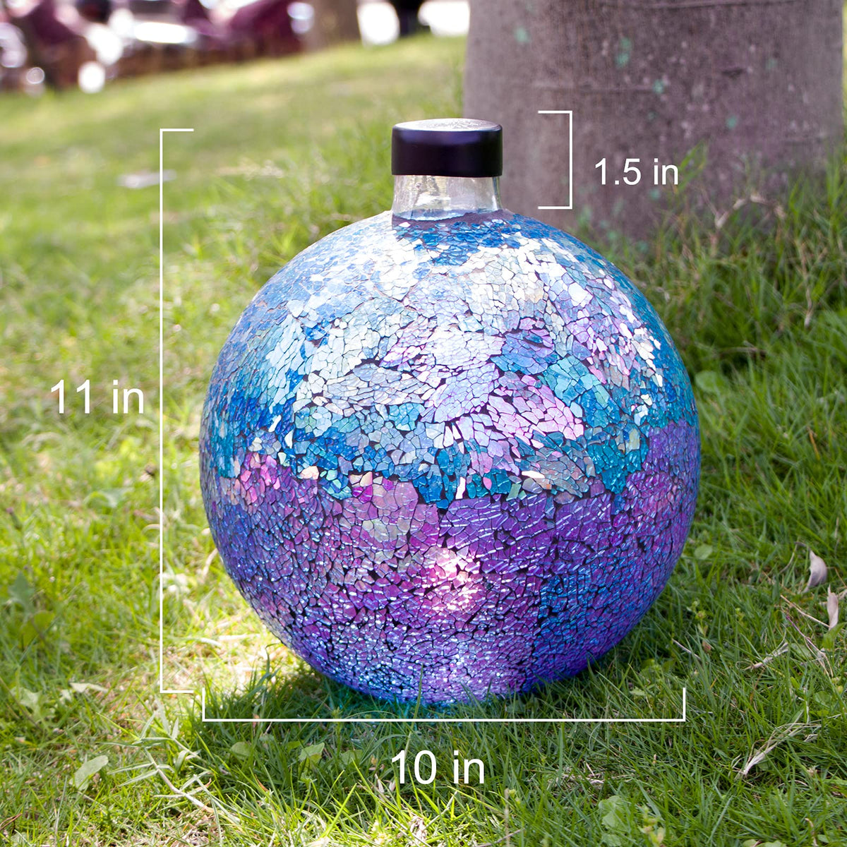 VCUTEKA garden decor ball shines in sunlight on lawns or patios