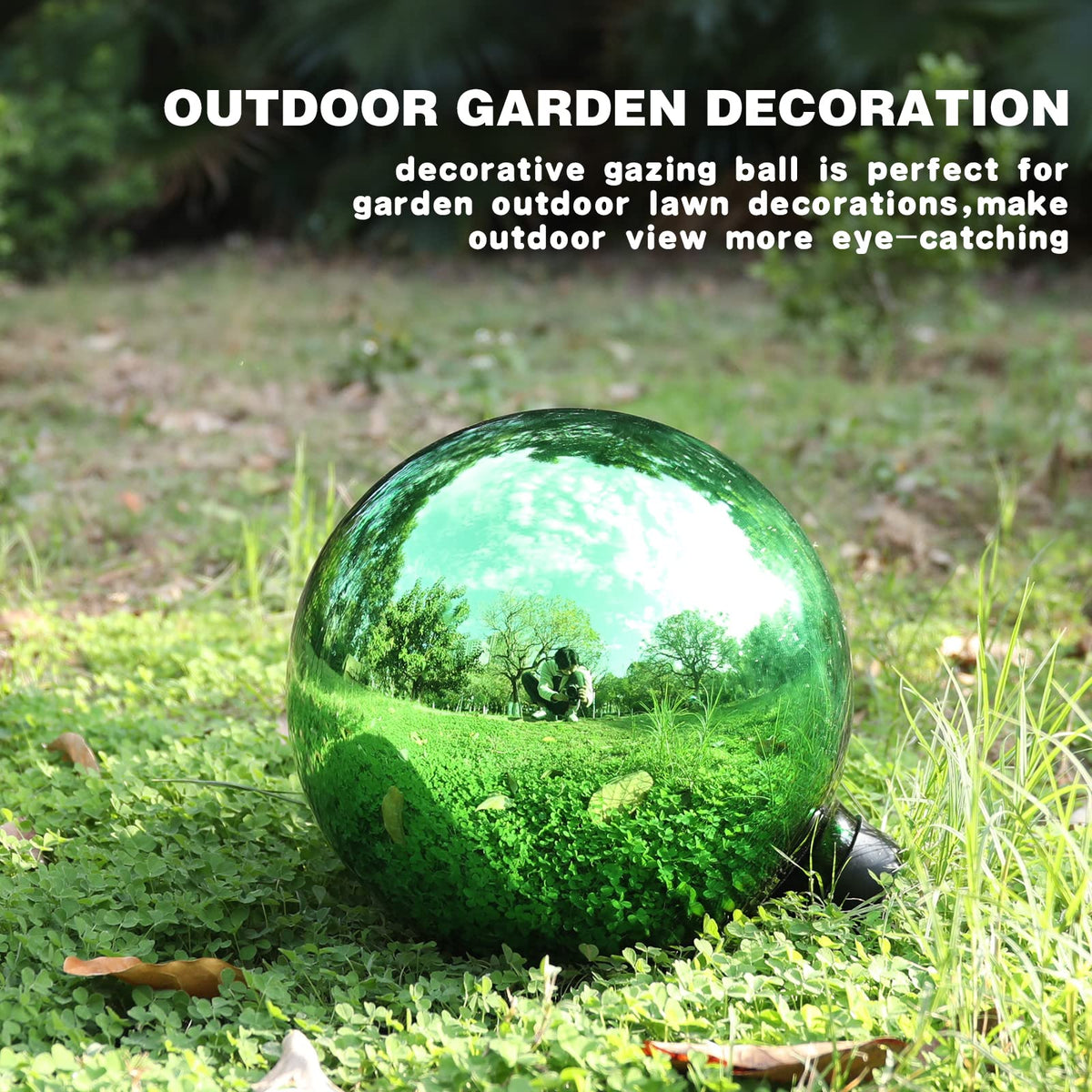 VCUTEKA glass gazing globe for outdoor decor enhancing curb appeal.