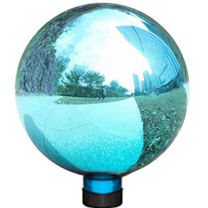 VCUTEKA gazing ball blue glass mirror reflecting light for elegant garden decor.