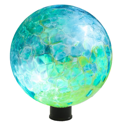 VCUTEKA gazing ball with blue swirl reflects sunlight to brighten your garden