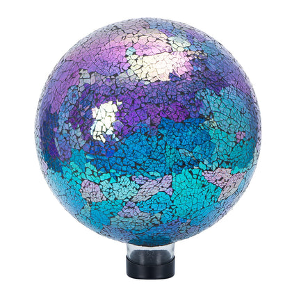VCUTEKA gazing ball with crackle glass reflecting sunlight for a shimmering garden focal point