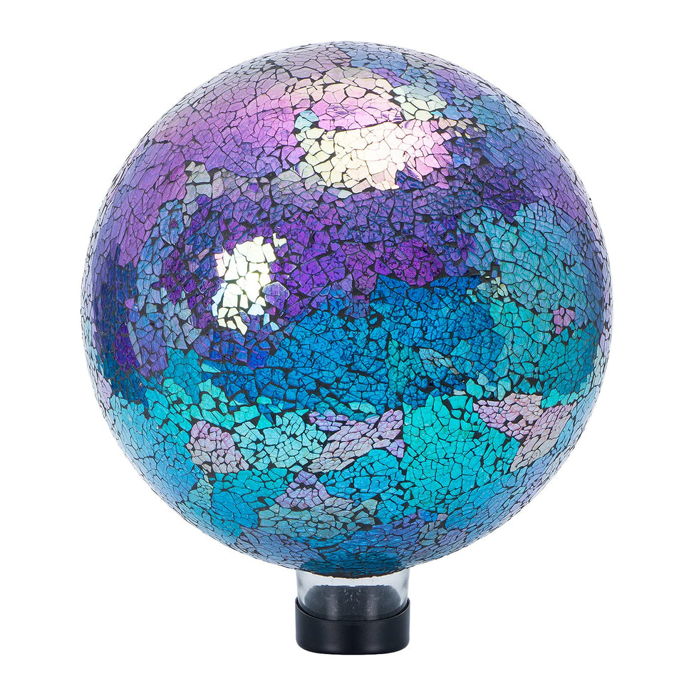 VCUTEKA gazing ball with crackle glass reflecting sunlight for a shimmering garden focal point