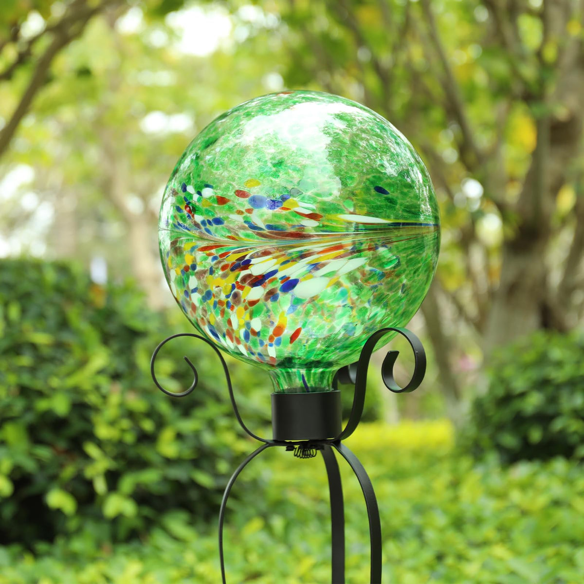 VCUTEKA Gazing Ball ready for outdoor stands to elevate walkway decor.