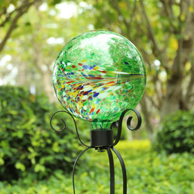 VCUTEKA Gazing Ball ready for outdoor stands to elevate walkway decor.