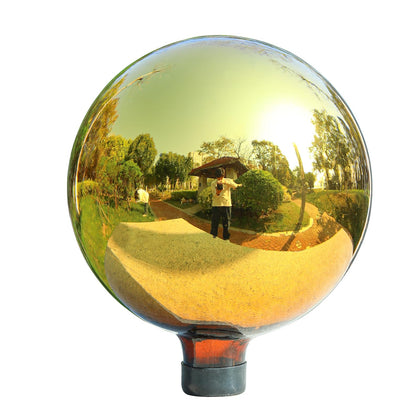 VCUTEKA gazing ball polished glass 10-inch reflects light to enhance garden aesthetics.