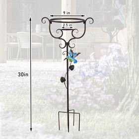 VCUTEKA gazing-ball-stand garden installation shows easy soil press-in design.