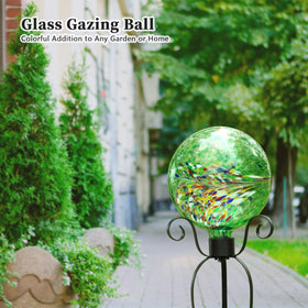 VCUTEKA Gazing Ball reflects yard scenes, creating a vibrant centerpiece for lawn or patio.