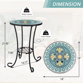 VCUTEKA green patio end table with a sturdy metal frame.