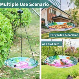 VCUTEKA hanging birdbath displayed in sunlight as a charming garden focal point