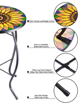 VCUTEKA Indoor-outdoor versatile accent table for patios or living spaces.