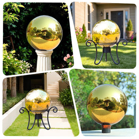 VCUTEKA lawn centerpiece gazing ball creates an eye-catching yard focal point.