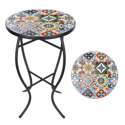 VCUTEKA mosaic side table with ceramic top, perfect for patio gatherings.