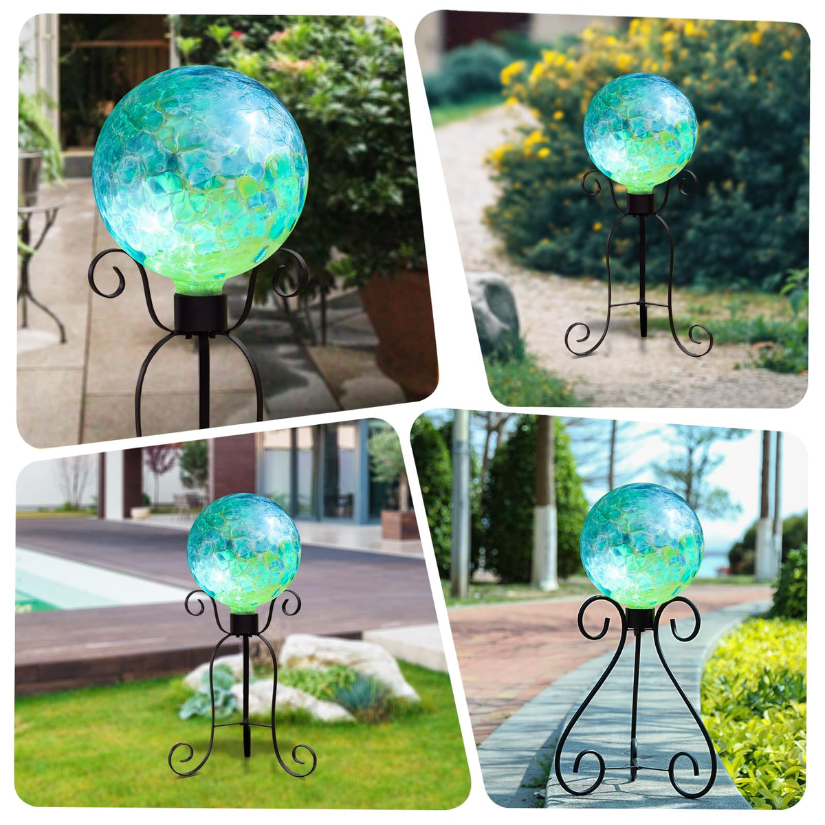 VCUTEKA outdoor gazing ball blue swirl brightens patios and borders