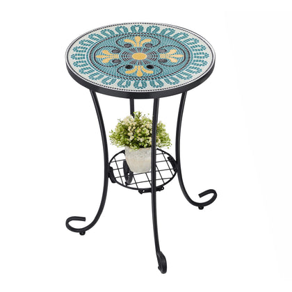 VCUTEKA outdoor side table with mosaic top adds color to your patio.