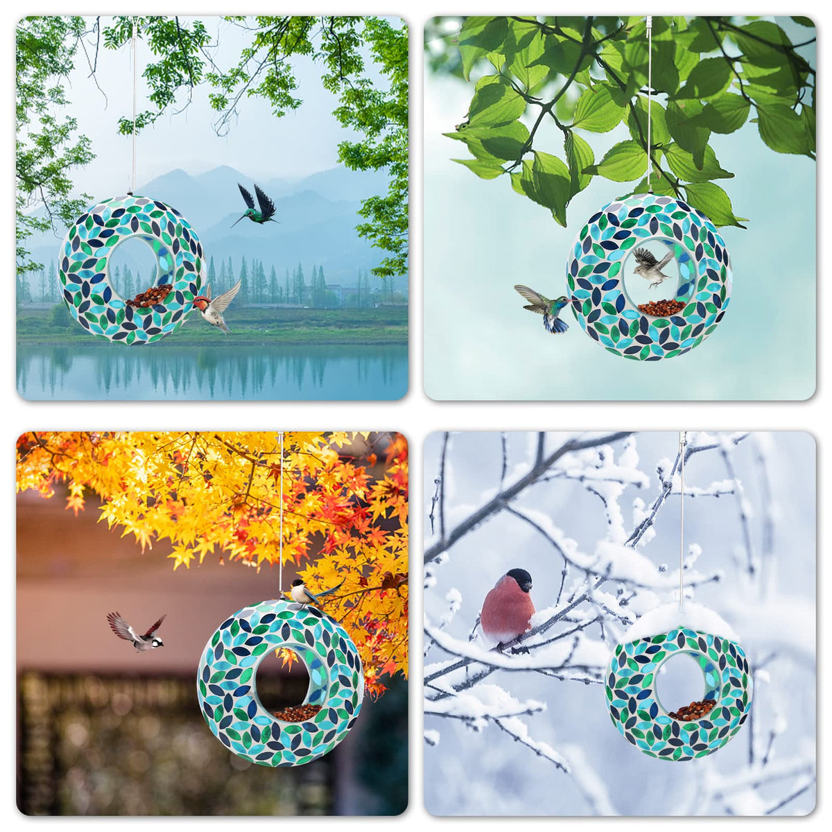 VCUTEKA Gift-ready mosaic bird feeder suitable for nature lovers.