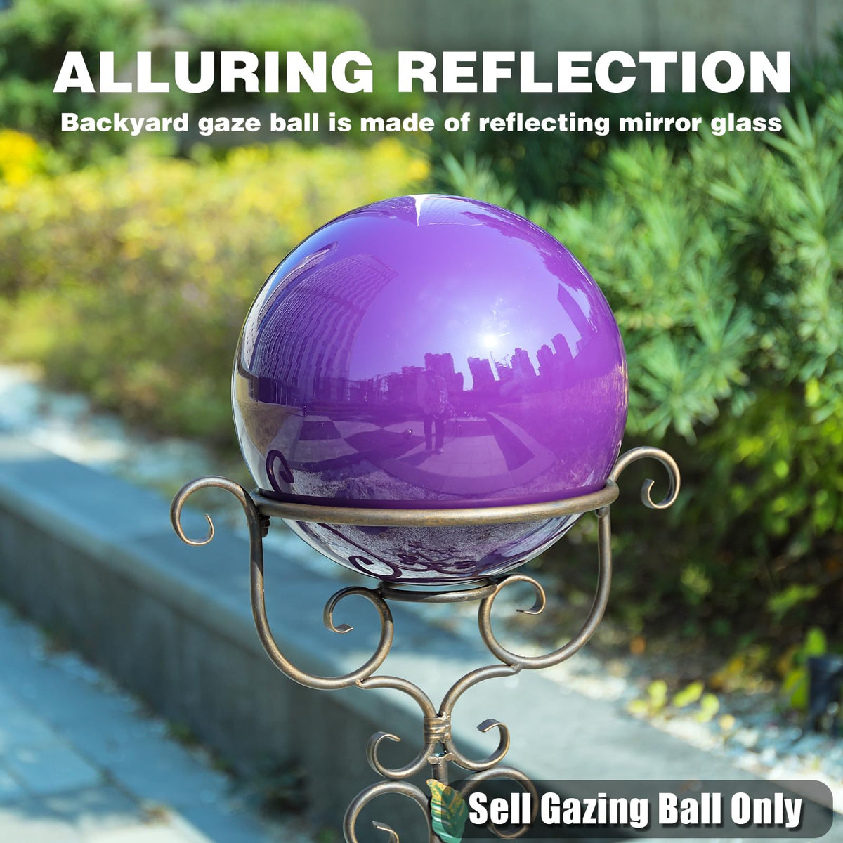 VCUTEKA stainless steel mirror ball for indoor and outdoor decor with dynamic reflections.