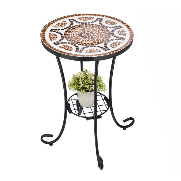 VCUTEKA round mosaic top 14-inch table adds color and charm to small patios.