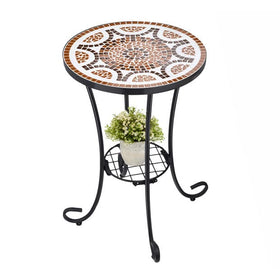 VCUTEKA round mosaic top 14-inch table adds color and charm to small patios.