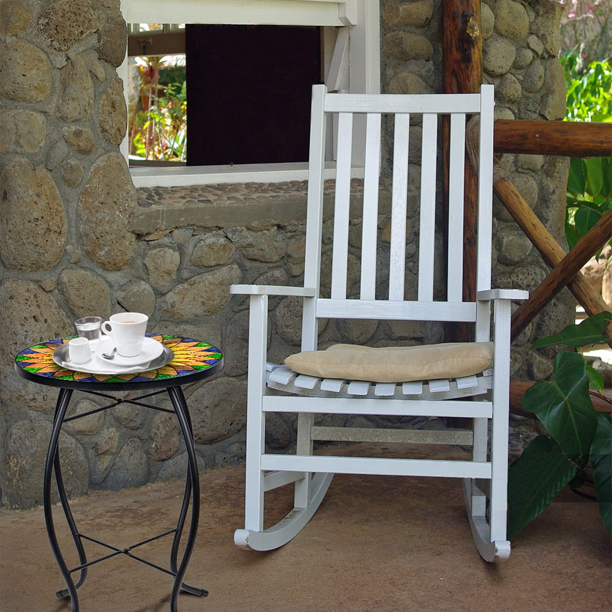 VCUTEKA Rust-resistant metal frame ensures outdoor durability.