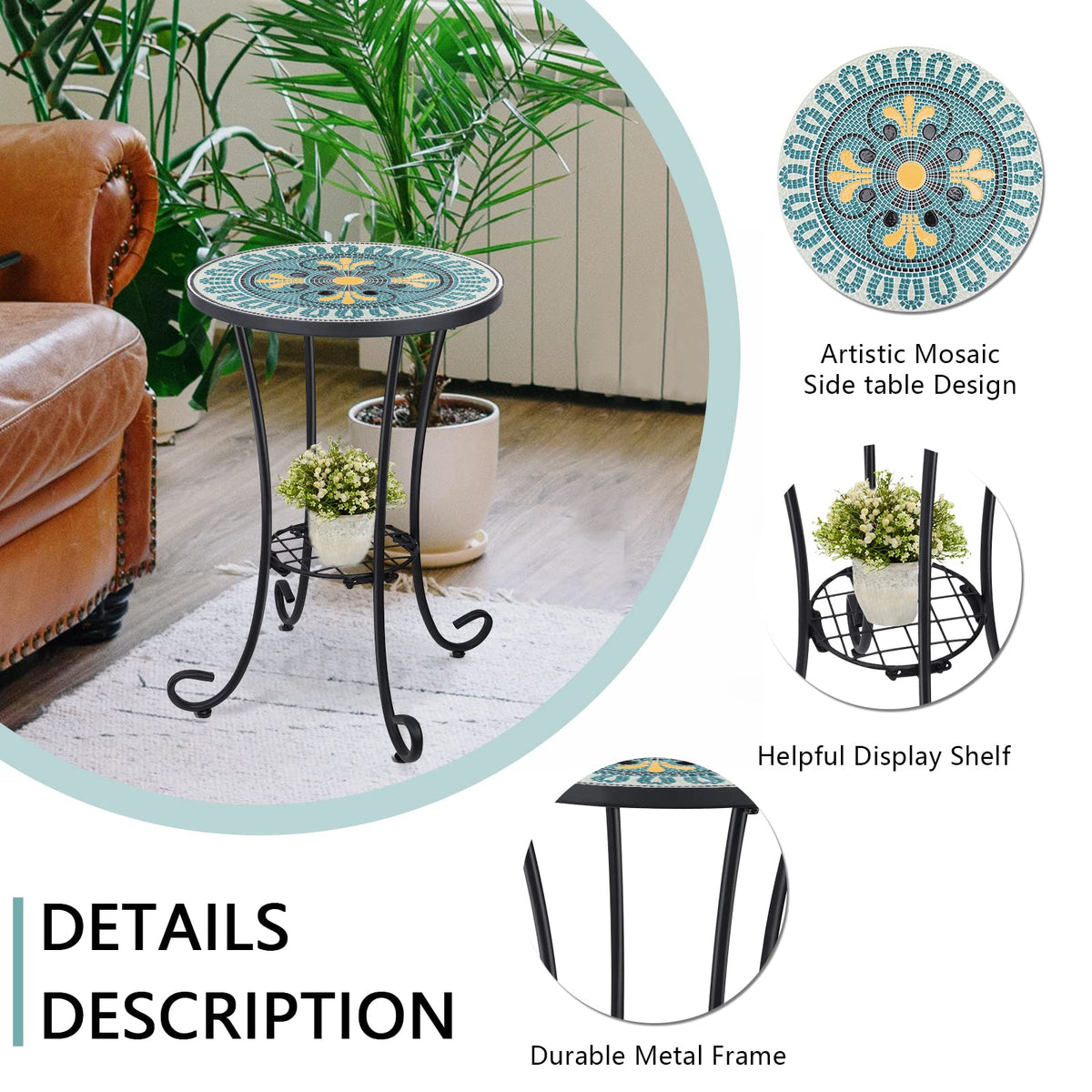 VCUTEKA rust-resistant patio table withstands outdoor weather.