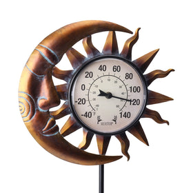 VCUTEKA sun-shaped thermometer decor adds retro charm to your garden and patio