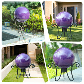 VCUTEKA reflective sphere adds visual interest to sunlit outdoor spaces on a stand optional.