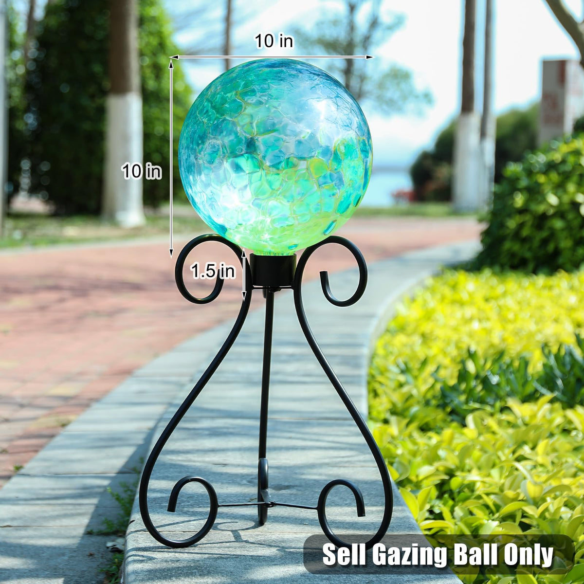 VCUTEKA sunlit gazing ball blue swirl enhances lawn decor