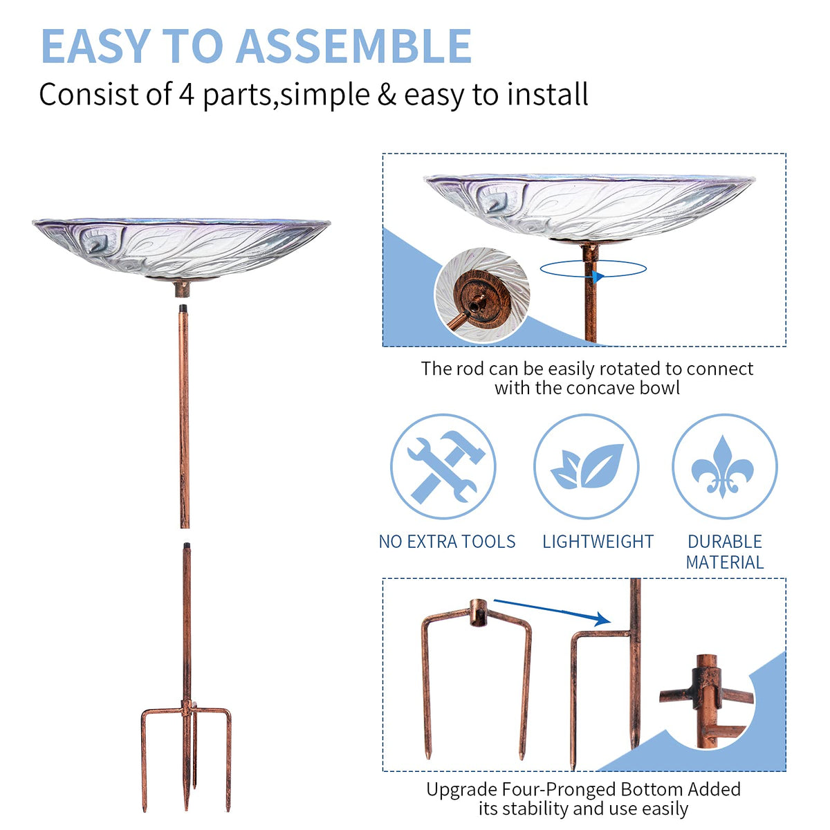 VCUTEKA waterproof bird bath design ready for any weather.