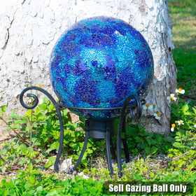 VCUTEKA durable gazing ball with cement base offers lasting outdoor display.