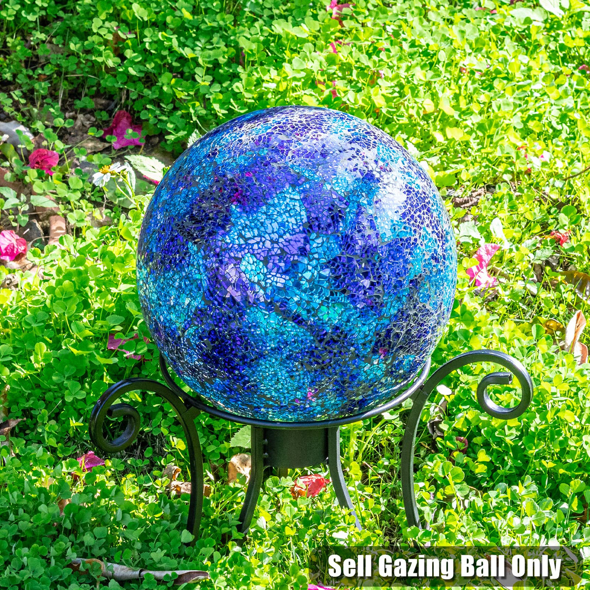 VCUTEKA garden ornament crackle glass enhances curb appeal with shimmering details.