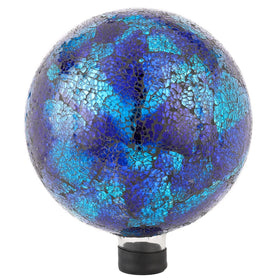 VCUTEKA Gazing Ball with crackle glass creates a radiant garden focal point in sunlight.