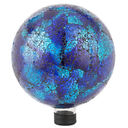 VCUTEKA Gazing Ball with crackle glass creates a radiant garden focal point in sunlight.