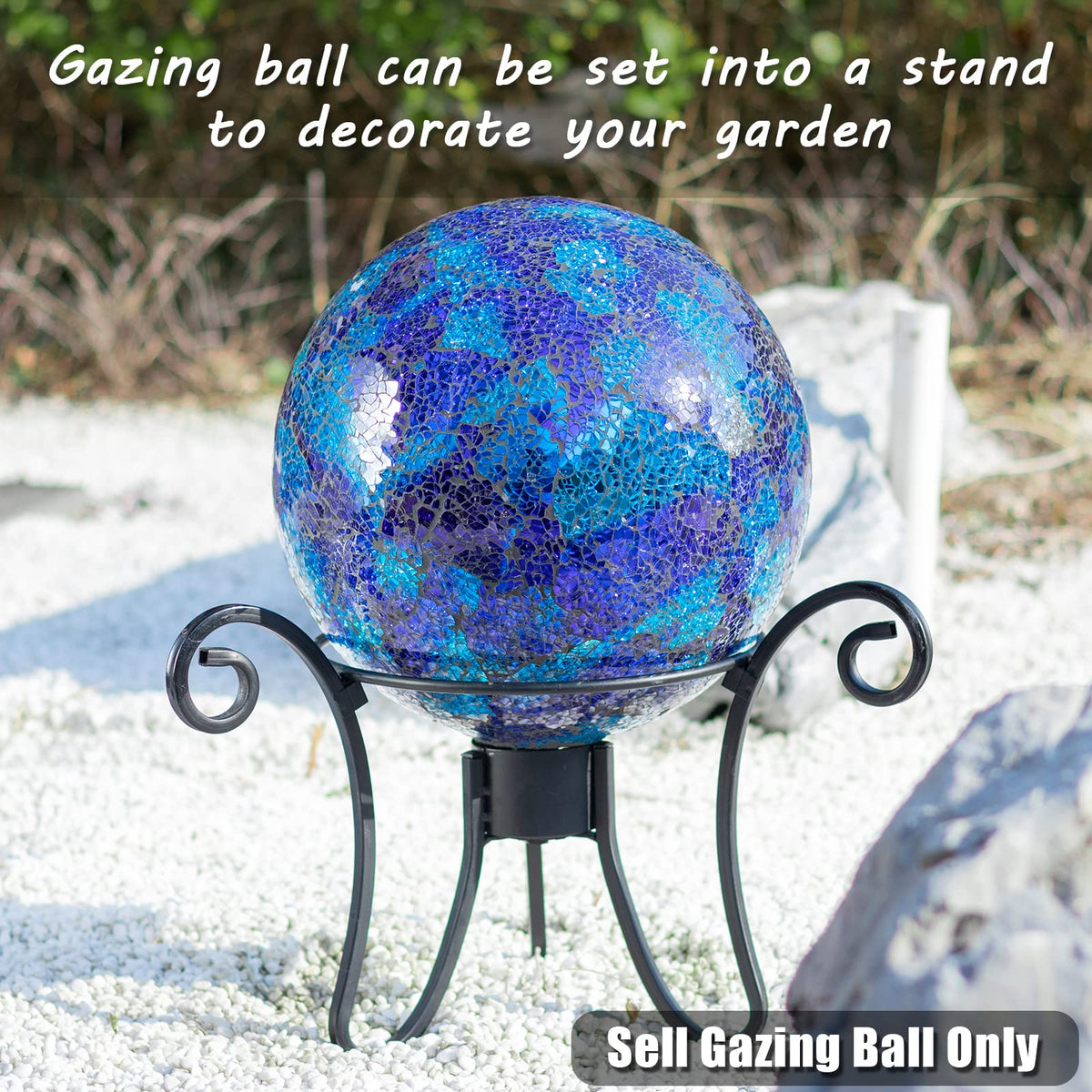 VCUTEKA mosaic sphere outdoor blue adds texture and reflective charm to your yard.