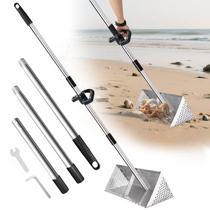 Vdsfand Sand Flea Rake with 47-inch handle for efficient beach sand screening.