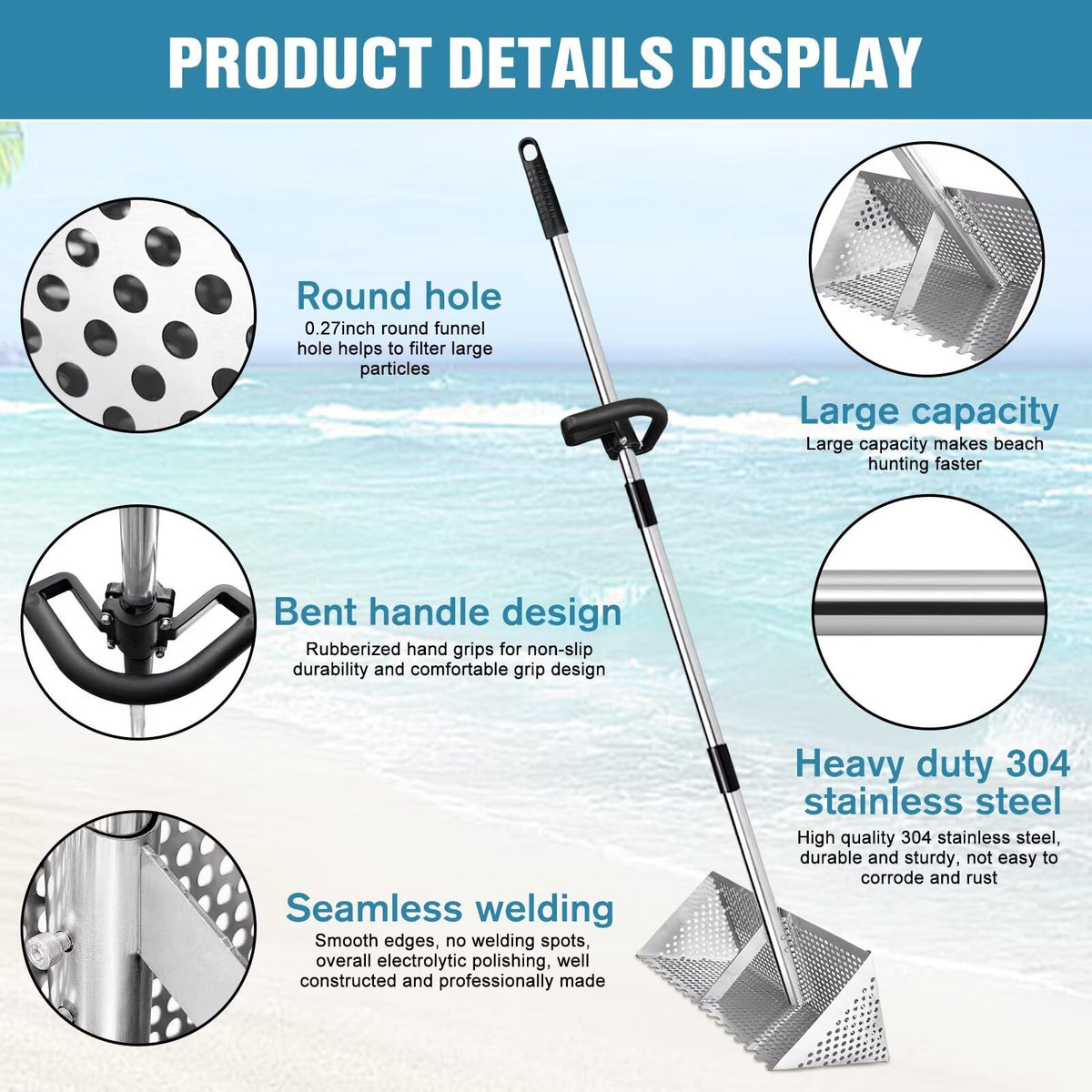 Vdsfand Sand Flea Rake detachable handle for easy transport
